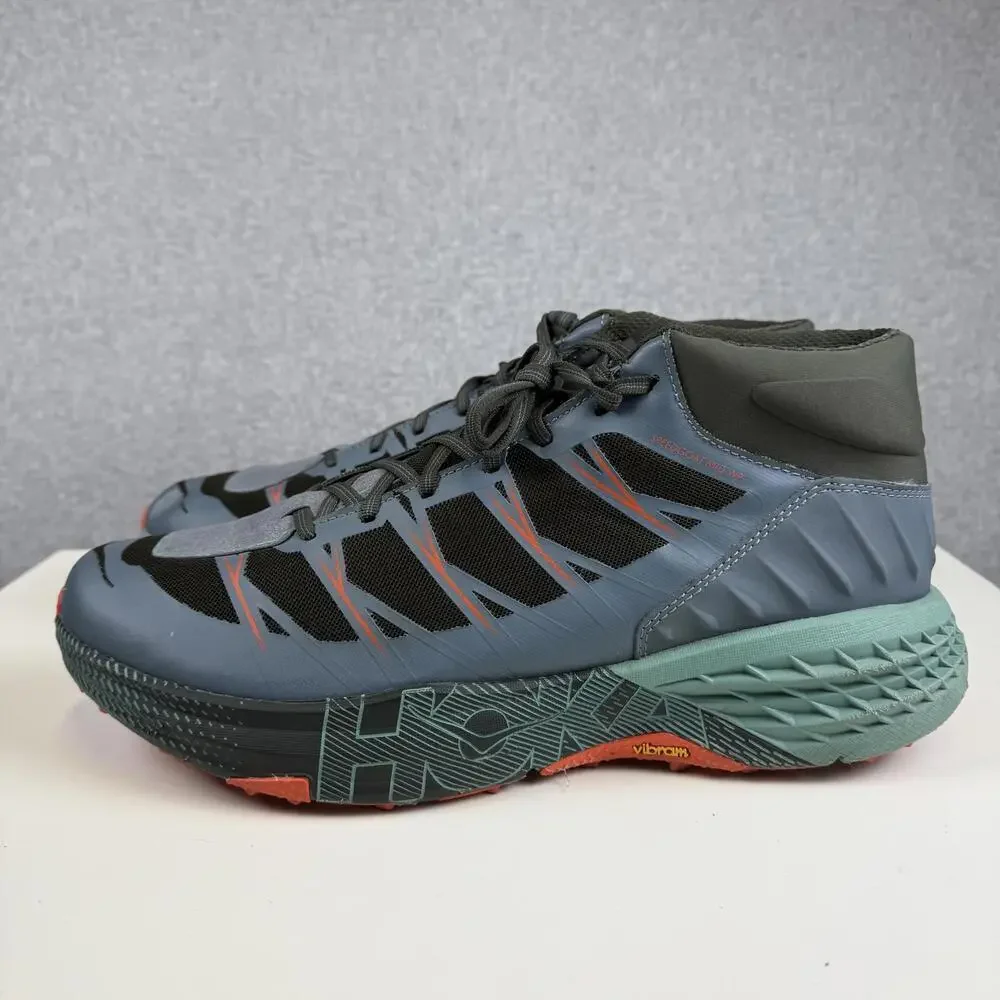 Hoka One One Speedgoat Mid WP Trail Grey Green Blue Men 14 NO INSOLES